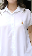 Load image into Gallery viewer, Women shirt dress Polo with side pockets-White