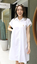 Load image into Gallery viewer, Women shirt dress Polo with side pockets-White