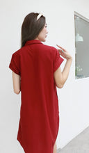 Load image into Gallery viewer, Women shirt dress Polo with side pockets-Maroon