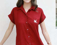 Load image into Gallery viewer, Women shirt dress with side pockets-Maroon