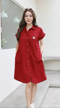 Load image into Gallery viewer, Women shirt dress with side pockets-Maroon