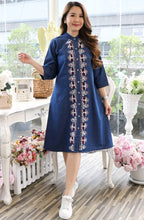 Load image into Gallery viewer, Denim Dress Embroideried (soft denim fabric) 1936