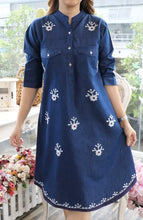 Load image into Gallery viewer, Denim Dress Embroideried (soft denim fabric) 1937