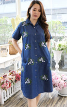 Load image into Gallery viewer, Denim Dress Embroideried (soft denim fabric) 1935