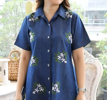 Load image into Gallery viewer, Denim Dress Embroideried (soft denim fabric) 1935