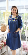 Load image into Gallery viewer, Denim Dress Embroideried (soft denim fabric) 1933