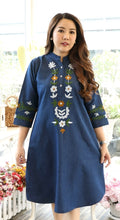 Load image into Gallery viewer, Denim Dress Embroideried (soft denim fabric) 17-1