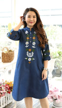 Load image into Gallery viewer, Denim Dress Embroideried (soft denim fabric) 17-1