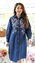 Load image into Gallery viewer, Denim Dress Embroideried (soft denim fabric) 17-2