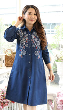 Load image into Gallery viewer, Denim Dress Embroideried (soft denim fabric) 17-2