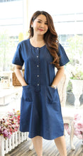 Load image into Gallery viewer, Denim Dress Embroideried (soft denim fabric) 17-3