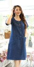 Load image into Gallery viewer, Denim Dress Embroideried (soft denim fabric) 17-3
