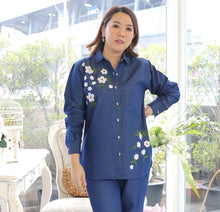 Load image into Gallery viewer, Denim Cordset Enhanced with Exquisite Embroidery 05