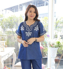 Load image into Gallery viewer, Embroidered Denim Coordsets Half Sleeves 01