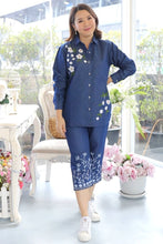 Load image into Gallery viewer, Denim Cordset Enhanced with Exquisite Embroidery 05