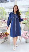 Load image into Gallery viewer, Denim dress full sleeve embroidery A9