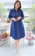 Load image into Gallery viewer, Denim dress full sleeve embroidery A9
