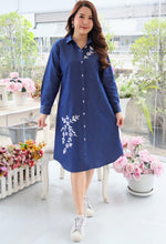 Load image into Gallery viewer, Denim dress full sleeve embroidery A8