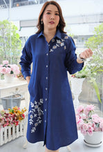 Load image into Gallery viewer, Denim dress full sleeve embroidery A8