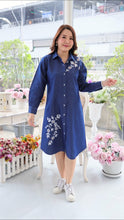 Load image into Gallery viewer, Denim dress full sleeve embroidery A8