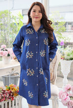 Load image into Gallery viewer, Denim dress full sleeve embroidery A7