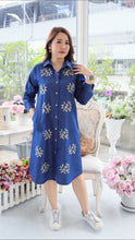 Load image into Gallery viewer, Denim dress full sleeve embroidery A7