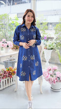Load image into Gallery viewer, Denim dress full sleeve embroidery A7