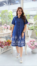 Load image into Gallery viewer, Denim dress full sleeve embroidery A6