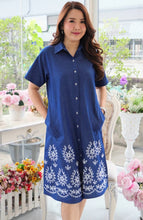 Load image into Gallery viewer, Denim dress full sleeve embroidery A6
