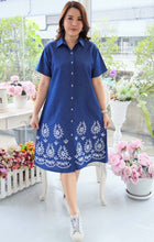 Load image into Gallery viewer, Denim dress full sleeve embroidery A6