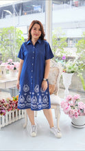 Load image into Gallery viewer, Denim dress full sleeve embroidery A6