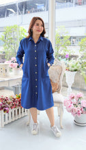 Load image into Gallery viewer, Denim dress full sleeve embroidery A11