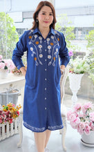 Load image into Gallery viewer, Denim dress full sleeve embroidery A4