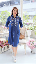 Load image into Gallery viewer, Denim dress full sleeve embroidery A4