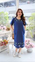 Load image into Gallery viewer, Denim dress full sleeve embroidery A3