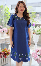 Load image into Gallery viewer, Denim dress full sleeve embroidery A3