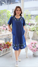 Load image into Gallery viewer, Denim dress full sleeve embroidery A3