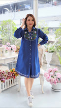 Load image into Gallery viewer, Denim dress full sleeve embroidery A1