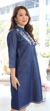 Load image into Gallery viewer, Denim Dress With Embroideried (Soft Denim Fabric) - 2004