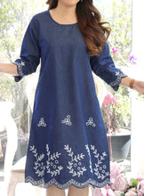 Load image into Gallery viewer, Denim Dress With Embroideried (Soft Denim Fabric) - 1924-2