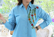 Load image into Gallery viewer, Trendy Fashionable Embroidered Dress – Blue