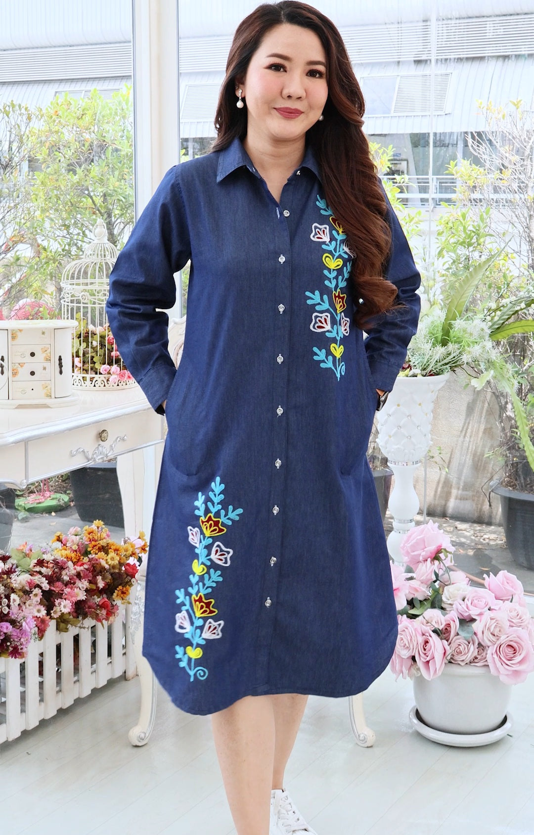 Denim dress full sleeve embroidery 1836 New