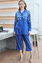 Load image into Gallery viewer, Rayon Coordinated Set with Embroidery 01-Royal Blue