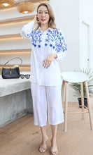 Load image into Gallery viewer, Rayon Coordinated Set with Embroidery 01-White