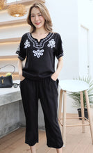 Load image into Gallery viewer, Rayon Coordinated Set with Embroidery 02-Black