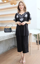 Load image into Gallery viewer, Rayon Coordinated Set with Embroidery 02-Black