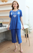 Load image into Gallery viewer, Rayon Coordinated Set with Embroidery 02-Royal Blue