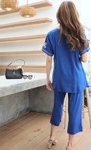 Load image into Gallery viewer, Rayon Coordinated Set with Embroidery 02-Royal Blue