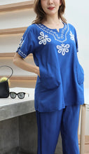 Load image into Gallery viewer, Rayon Coordinated Set with Embroidery 02-Royal Blue