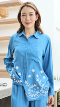 Load image into Gallery viewer, Rayon Top Full Sleeves Emroidered T-03-Light Blue